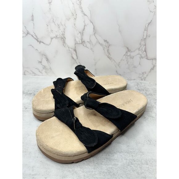 Jack Rogers Sandals Womens Size 9 Black Leather Monica Knot Open Toe Platform - Picture 3 of 12